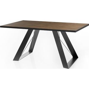 WFL GROUP Eettafel Colter in moderne stijl, rechthoekige tafel, uittrekbaar van 160 cm tot 260 cm, gepoedercoate zwarte metalen poten, 160 x 90 cm (eiken Lefkas, 140 x 80 cm)