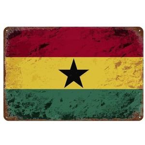 Ghanese vlag creatief tinnen bord retro metalen tinnen bord vintage wanddecoratie retro kunst tinnen bord grappige decoraties cadeau grappig