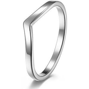 Perzik hartvormige liefdeshart fortitanium stalen damesring ring gepolijste effen cirkel stapelbare roségouden eindring (Color : Steel, Size : 7#)