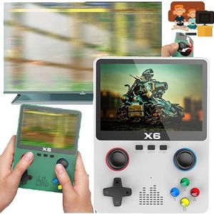X6 Game Console - Game Console X6,X6 Handheld Game Console Retro Pocket Game Console Built-in 25000 Games,Pocket Retro Game Console with 3.5in 4k HD Screen (Single edition,White)