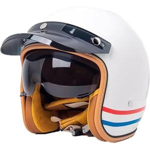 Open Face Motorhelm - Scooter Motor Crash Jet Helm Voor Heren Dames Met Zonneklep - Elektrische Fiets & Racefiets Wegtoegelaten DOT/ECE Goedgekeurde Motorhelmen 9,L
