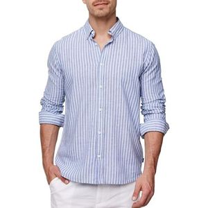 Indicode Heren Brayden Shirt | Gestreept hemd met button-down kraag Dark Navy M