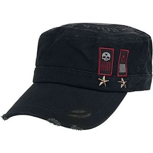 Rock Rebel by EMP Black Army Cap with Print, Patches and Studs Cap zwart one size