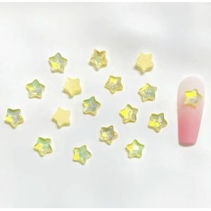 100 stuks mini transparante sprankelende hars ster nagelkunst accessoires 3D kleurrijke pentagram nagelbedels benodigdheden voor manicure DIY - geel 100 stuks