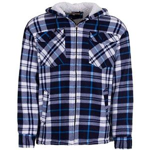 Lucky Thermische jas werkhemd heren houthakker lange mouwen geruit hemd winter, blauw, 3XL