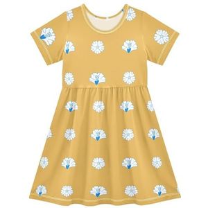 LI ZHI XIN Meisjesjurk kinderen zomer korte mouw ronde hals casual jurken voor leeftijd 2-8 bloempatroon, Meerkleurig, 2 jaar