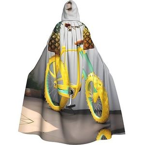 FRGMNT Ananas fiets print Mannen Hooded Mantel, Volwassen Cosplay Mantel Kostuum, Cape Halloween Dress Up, Hooded Uniform