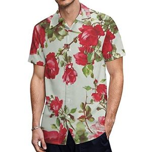 Vintage Rose Heren Hawaiiaanse Shirts Korte Mouw Casual Shirt Button Down Vakantie Strand Shirts 3XL
