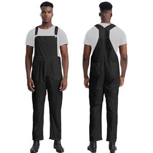 Veiligheidsoveralls, Overalls met schouderbanden, heren, werkkleding, uniformen, waterafstotend, jumpsuit(Black-M)