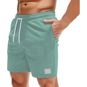 Corduroy Shorts Heren Shorts Zomer Vrijetijdsbroeken Met Zakken Sweatshorts Stretch Corduroy Broeken Korte Baggy Joggingbroeken Korte Trekkoord Heren Shorts S-XXL(Light Green,XXL)