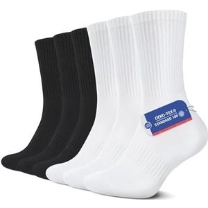 YouShow Dames & Heren Classic 6-paar sokken - Zwart & Wit, 3 x Zwart + 3 x Wit, 39-42