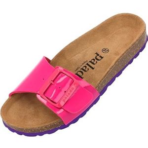 Malta EGS damesslippers, sandalen met verstelbare riempjes, pantoffels, natuurkurk-voetbed, extra comfortabel met zool van suède, roze, lak, 39 EU