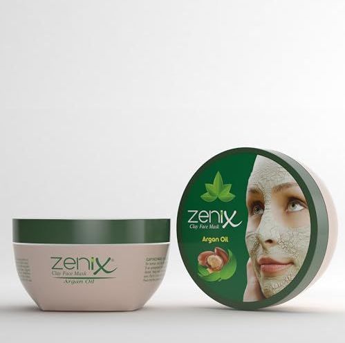 Zenix Kil Maskesi Clay Gezichtsmasker, arganolie, 350 g, met kleiaarde, gezichtsverzorging met arganolie, gezichtsverzorging voor mannen, tegen puistjes, mee-eters en onzuiverheden