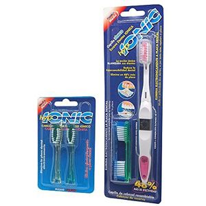 Elektronische ionen-werkingsborstel hyG IONIC + 2 reserveborstels met middelharde borstels. Verwijdert plaque met 48% meer werkzaamheid dan elke hand- of elektrische borstel.