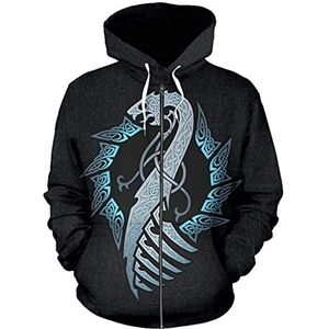 Mannen Viking Dragon Tattoos Lichtgewicht Zip Hoodies Sweatshirt, Super Soft Fashion Pluche Dekens