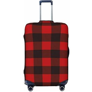 CARRDKDK Gradiënt blauwe denim bedrukte kofferhoes, bagagebeschermer kofferhoes, individuele bagagehoezen met hoge elasticiteit (S, M, L, XL), Geruit rood en zwart, L(35.6''H x 24.2''W)