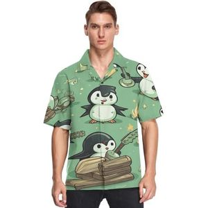 KAAVIYO Leuke Pinguïn Patronen Shirts voor Mannen Korte Mouw Button Down Hawaiiaanse Shirt voor Zomer Strand, Patroon, XXL