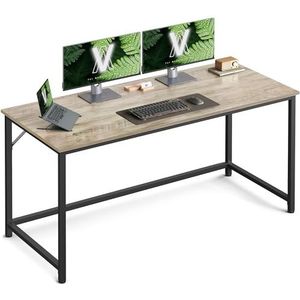 VASAGLE Computerbureau, tafel, 135 x 60 x 76 cm, voor kantoor, slaapkamer, woonkamer, computerbureau, heidegrijs en inktzwart LWD043B02