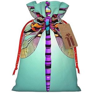 Leuke libelle patroon trekkoord kerst cadeau tas-met rustieke aantrekkingskracht, perfect voor al uw geschenkbehoeften