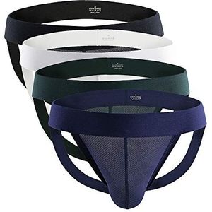 Billtop Jockstrap-strings voor heren, atletische ondersteuning, slip, sexy, strings, ondergoed, 4 stuks meerkleurig 02, XL
