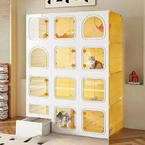 FZDZ Multifunctionele kattenkooi voor binnen met kattenladder, kattenkrabplank en gezellig kattenbed, ontworpen voor kittens, puppy's, cavia's en andere kleine dieren (105 x 35 x 140 cm, A)
