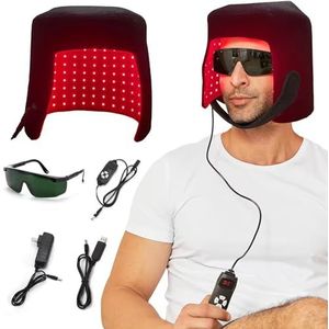 GOURIXIN Roodlichttherapiekap, 660 nm rood licht 850 nm nabij-infrarood LLLT-haargroeikap met 216 kralen, 5 dimstanden, 1 pulsmodus, 6 timinginstellingen