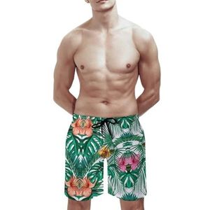 SANYJRV Heren Hawaii Shorts, Sneldrogende Ademende Korte Broek, Strand Zwembroek met Zijzakken Mesh Voering, Kleur 1, XXL