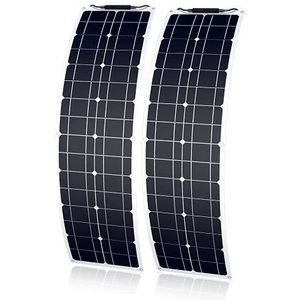 Yingguang Flexibel zonnepaneel, 12 V, 100 W, kit van 2 stuks van 50 W, monokristallijn zonnepaneel, waterdichte oplader voor campers, boten, huizen en oneffen oppervlakken (50 watt x 2)