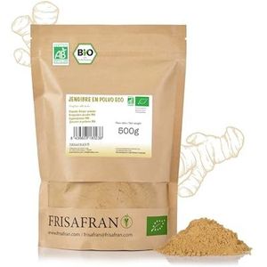 FRISAFRAN | Biologische Gemberpoeder | gember gemalen | 500g | Gemberpoeder natuurlijk | Biologische Gemberpoeder | Gemberpoeder veganistisch | zonder toevoegingen | Gemberpoeder | Gember Gemalen