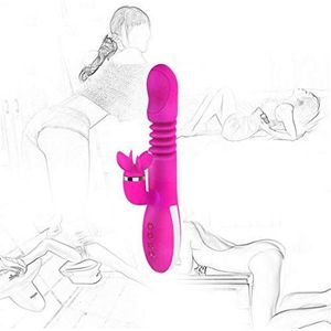 YABAISHI Smart Verwarming Vibrator, vrouw massage stick, Elektrische telescopische Thrusting Rotary Tongue G Point Stimulation Rod Sex Toys (Color : Rose Red)