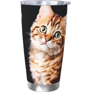 FHEBNDS 20oz beker met deksel en rietje, roestvrij staal geïsoleerde koffiemok, dubbelwandige vacuüm reizen thermische kopjes kat vlinder reismok lekvrije auto beker geschenken