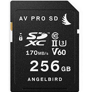 Angelbird AV PRO SDXC AVP256SDV60 Geheugenkaart, 256 GB, UHS-II, V60, Class 10, U3 standaard, tot 170 MB/s lees- en 105MB/s schrijfsnelheid