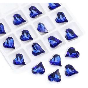 8 * 9mm/11 * 13.0mm Hart Diamant Nagels Scherpe Onderkant Perzik Rood Maanlicht Liefde Diamant Kristal Fantasie Kleur Nagel Sieraden-Diepblauw 12x13 50 stuks