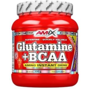 Amix Glutamina + BCAA 300 gramos Aminoácidos - Retrasa la Fatiga y Acelera la Recuperación Sabor Frutas del Bosque