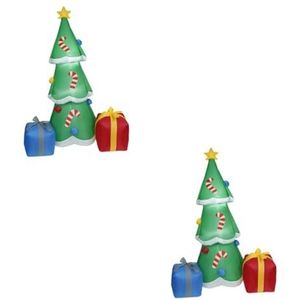 Garneck 2 Stuks Opblaasbare Kerstboom Kerstscène Opblaasbaar Decor Kerstversiering Kerst Gazon Decoraties Modellen Kerstbenodigdheden Outdoor Polyester Doek Speelgoed