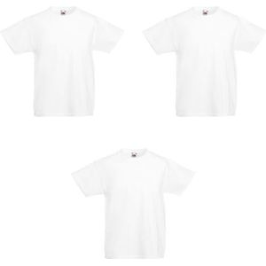 GIDUTEX Fruit of The Loom Original T-shirt voor kinderen, uniseks, 3 stuks, wit, 140