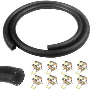 Newpop Brandstofslang, 1 meter brandstofslang, 8 mm binnendiameter dieselslang, olieslang met 8 stuks slangklemmen, voor auto, motorfiets, tractor of kleine motoren