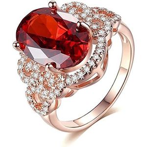 Verlovingsringen, verstelbare ringen for vrouwen, klassieke zilveren ringen for vrouwen met ovale vorm robijn edelstenen roségouden kleur charme dame sieraden cadeau