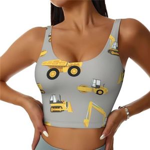 Bouwwagens Print Comfortabele Vrouwen Sport Vest Yoga Workout Vest voor Vrouwen Lichtgewicht Zomer, Zwart, S