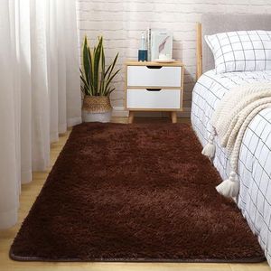 Modern Zacht Shaggy Tapijt Lichte Luxe Minimalistische Stijl Woonkamer Shaggy Antislip Comfortabele Grote Tapijten for Kinderwoonkamer(Brown,80 * 160cm)