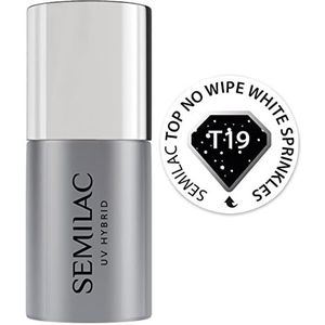 Semilac T19 Top Top No Wipe White Sprinkles Gel nagellak, 7 ml