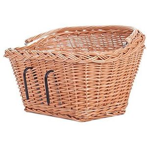 e-wicker24 Alles aus wilgenfietsmand, mand voor één fiets, retro fietsmand vintage stijl, fietsmand van wilgentenen voor stuur met windbescherming, 46 cm, wilgentransporter voor één fiets,