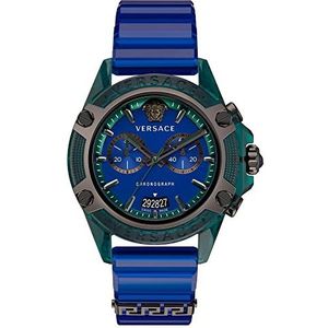 Versace Heren chronograaf Zwitsers quartz horloge met plastic band VEZ701122, Blauw