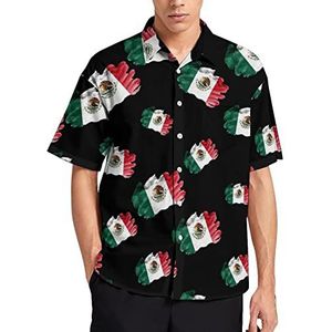 Vintage Mexico Vlag Hawaiiaanse Shirt Voor Mannen Zomer Strand Casual Korte Mouw Button Down Shirts met Pocket