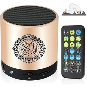 Hitopin Luidspreker in de koran, MP3-speler met digitale Koran-vertaling, USB, oplaadbaar, 8 GB TF FM, goud