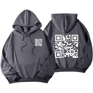 Funny Fu QR Code Hoodie, QR Code Sweatshirt, Fuck You QR Code Hoodie, Fu QR Scan Code Sweatshirt (XL,Dark Grey-01)