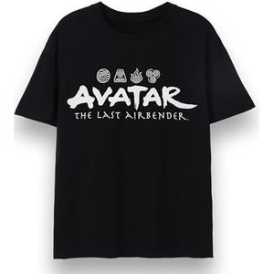 Avatar The Last Airbender Heren T-Shirt | Volwassenen korte mouw zwart grafisch T-shirt | Aarde Lucht Water Vuur Elementen Anime Kleding Top | Netflix TV Show Film Merchandise Cadeau Kleding