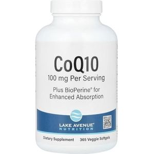 Lake Avenue CoQ10 Plus Bioperine, 100 mg, 365 Veggie Softgels, Nutrition