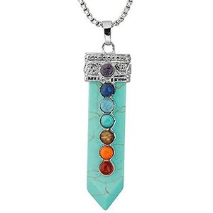 Gem Stone Sword Taper Hanger Ketting Sliver Color Healing 7 Chakra Crystal Pendulum Reiki Sieraden-Groene howliet
