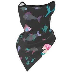 UVBDF Gekleurde mooie zeemeermin gezichtsbedekking sjaal, ademend voor hardlopen, kamperen, klimmen